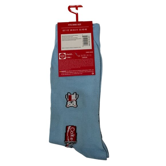 Coca-Cola Polar Bear Crew Socks Light Blue Holiday Winter One Size - Picture 2 of 2